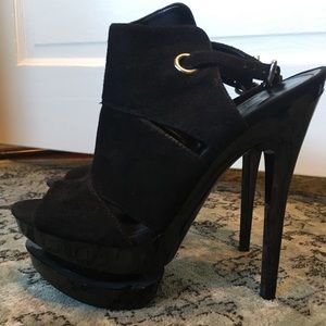 Jessica Simpson platform peep toe suede heels